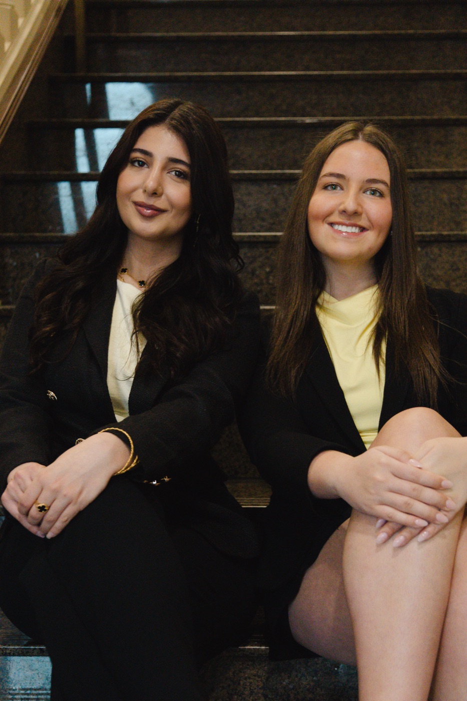 Sitting on campus stairs